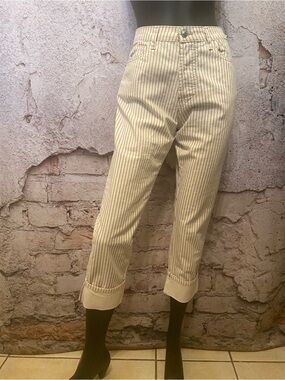 Please Stripe Cotton Button Fly Pants